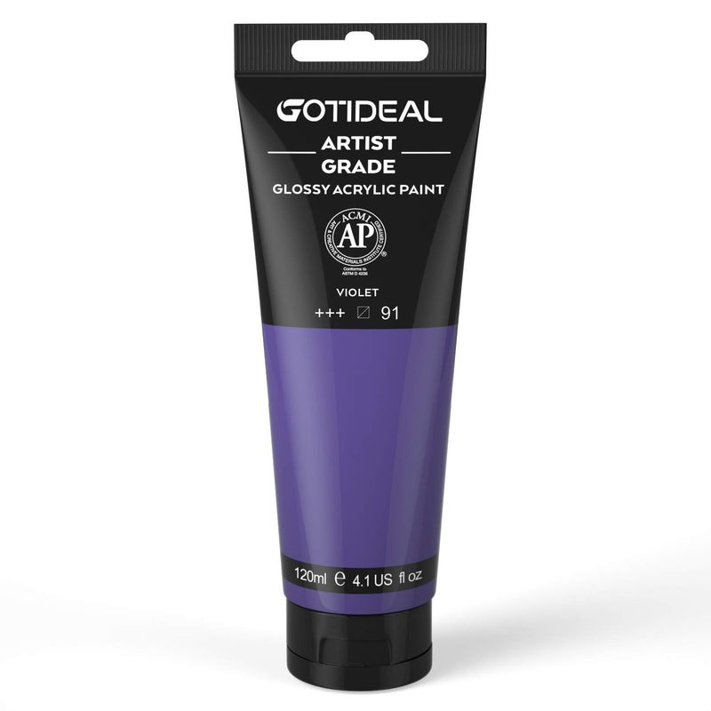 GOTIDEAL Acrylic Paint Violet Tubes(120ml, 4.1 oz) Non Toxic Non Fading,Rich Pigments for Painters,Ideal for Canvas Wood Clay Fabric Ceramic Craft Supplies (Violet) - Image 1